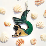 Handmade Jewelry & Gifts for Pug Lovers - Mermaid Pug Pendant Necklace www.pergamopapergoods.com