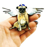 Pug Lover Stocking Stuffer Holiday Gift- Angel Pug Christmas Ornament www.pergamopapergoods.com