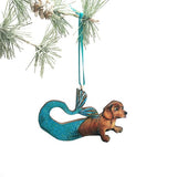 Dog Lover Handmade Christmas Gift - Mermaid Dachshund Holiday Ornament www.pergamopapergoods.com