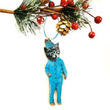Handmade Cat Lover Stocking Stuffer - Retro Kitty Christmas Ornament www.pergamopapergoods.com