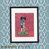 Japanese Chin Art Print, Dog and Cat Friends Art, Dogs Wearing Clothes Art, Vintage Look Art, Retro Dog Illustration by Pergamo Paper Goods