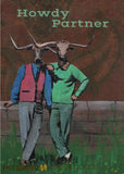 Gay Friendly Greeting Cards - "Howdy Partner" Illustrated Cow Card