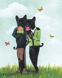 French bulldog art. Gay art, gay animal art, gay dog art. Dogs eating ice cream art. Gay wedding gift. Frenchie owner gift. Dog mom gift. Gay Art for French Bulldog Owners - Ice Cream Frenchies Art Print by Pergamo Paper Goods