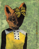 Retro Fox with Bow Art Print - Fox Illustrations for Vintage Lovers www.pergamopapergoods.com