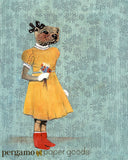 Gifts for Otter Lovers - Retro Otter Art Print - Otter in Yellow Dress by Pergamo Paper Goods