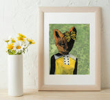 Retro Fox with Bow Art Print - Fox Illustrations for Vintage Lovers www.pergamopapergoods.com