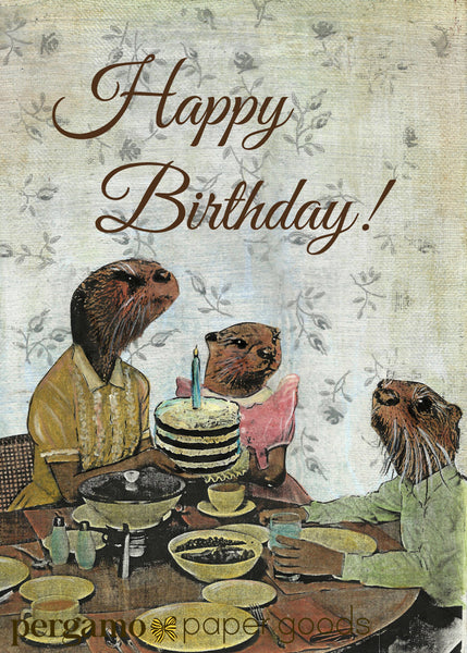Otter Birthday Cake Card