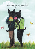Gay art, gay art for dog lovers, art for french bulldog lovers, gay anniversary card, gay birthday card, french bulldog card by Pergamo Paper Goods