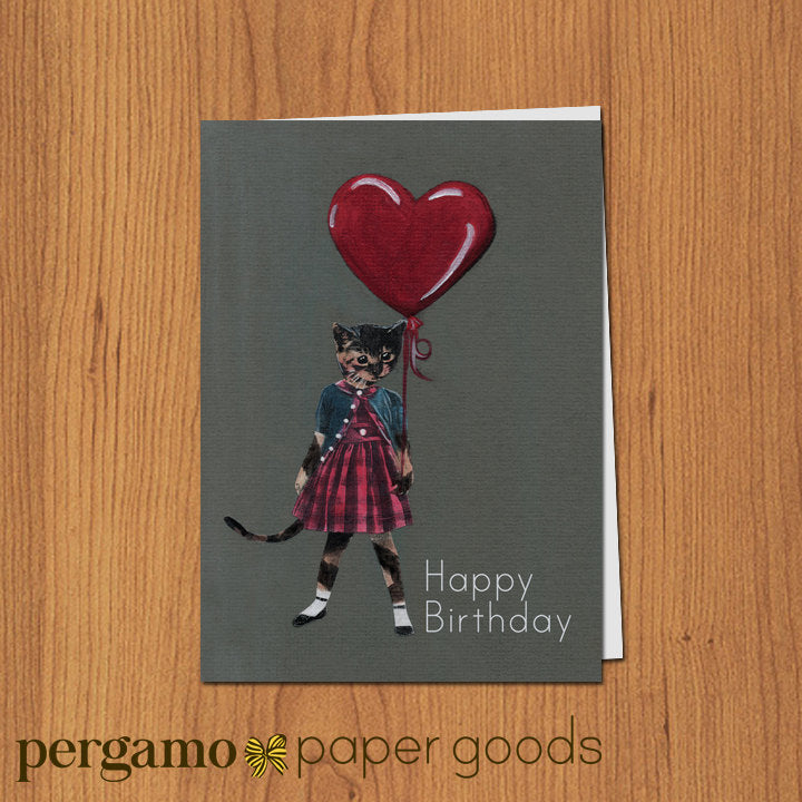 Illustrated Animal Cards for Vintage Lovers - Happy Birthday Cat Card ...