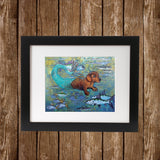 Weird Art for Dachshund Owners - Mermaid Dachshund Art Print by Pergamo Paper Goods