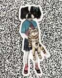 Japanese chin sticker, Unique dog sticker on black and white background. Made in USA