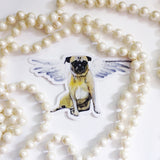 Cupid Pug Vinyl Sticker