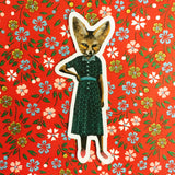 Sassy animal sticker, Dressed up animal sticker, Vinyl animal sticker Sassy fox laptop sticker, retro dressed up fox sticker, handmade vinyl sticker, fox vinyl sticker www.pergamopapergoods.com