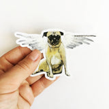 Cupid Pug Vinyl Sticker