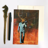 Illustrated Cards for Men - Art Cards - Retro Deer Greeting Card www.pergamopapergoods.com