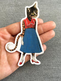 Fun Handmade Laptop Stickers, Retro Cat Vinyl Sticker www.pergamopapergoods.com