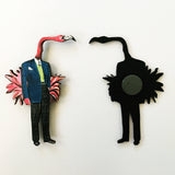 Handmade magnet, front and back. Laser cut flamingo magnet for locker or kitchen www.pergamopapergoods.com