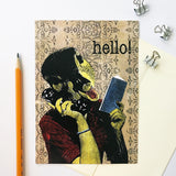 Duck stationery. Retro stationery. Handmade greeting card. Retro Greeting Cards for Animal Lovers - Illustrated Duck Hello Card by Pergamo Paper Goods