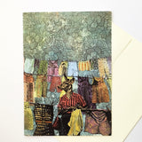 Dressed up Deer Greeting Card. Collage deer illustration.