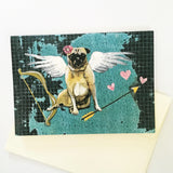 Dog with Angel Wings, Angel Dog, Angel Pug, Dog Card, Pug Card
