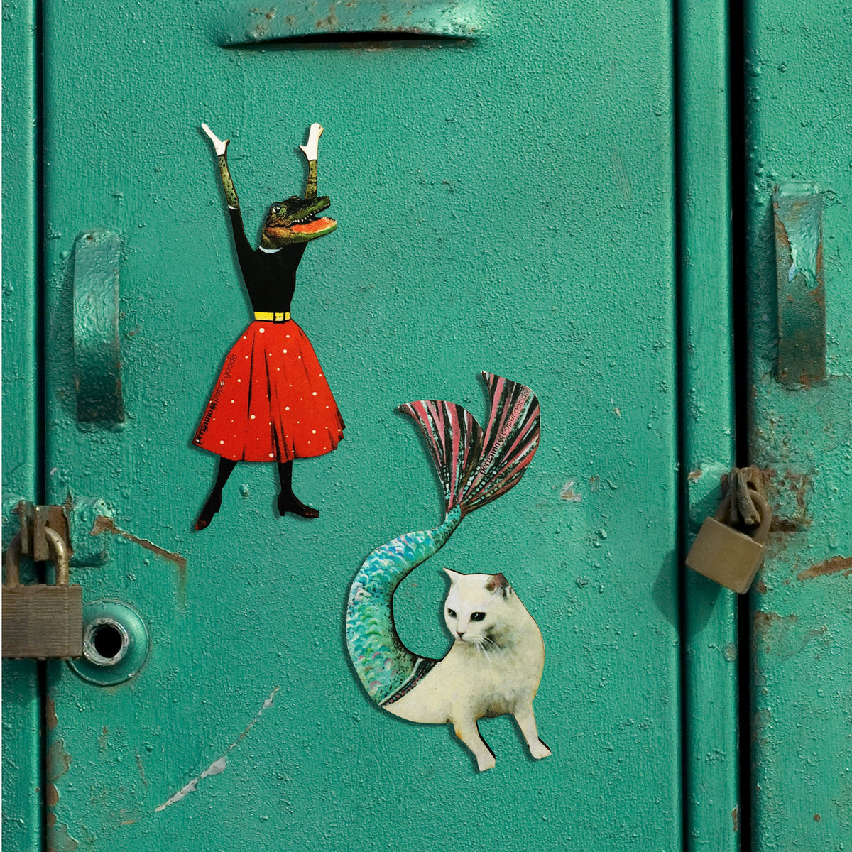 Animal Magnet Set - Alligator and Mermaid Cat Refrigerator Magnets ...