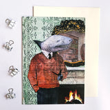 Shark stationery. Fun shark illustration, retro animal illustration.