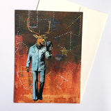 Illustrated Cards for Men - Art Cards - Retro Deer Greeting Card www.pergamopapergoods.com
