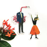 flamingo sticker and alligator sticker. Florida stickers. retro stickers for animal lovers.