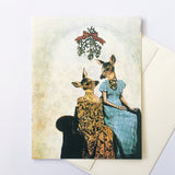 Lesbian greeting card, lesbian art, lesbian holiday card, deer holiday card, mistletoe card, holiday card for lesbians