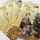 6 animal greeting cards, fox greeting cards, fox holiday cards, weird holiday cards