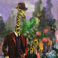 Giraffe wearing a suit and hat, animal collage, whimsical art for the home. Giraffe Art Print - Vintage Giraffe Wall Art - Weird Illustrations by Pergamo Paper Goods
