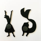 Animal Magnet Set, Alligator and Mermaid Cat Refrigerator Magnets Fridge, Illustrated Laser Cut Wood, Weird Art Gifts, FL Florida Souvenir
