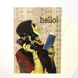 Retro animal card. Cards for Animal Lovers, retro duck greeting card. Retro Greeting Cards for Animal Lovers - Illustrated Duck Hello Card by Pergamo Paper Goods