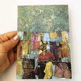 Hand holding an illustrated greeting card. Animal Greeting Card. Deer hanging laundry, Deer Art, Animal Art