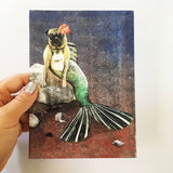 Mermaid Pug Card