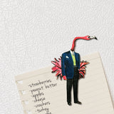 Flamingo magnet on fridge. Unique fridge magnets. Retro fridge magnet www.pergamopapergoods.com