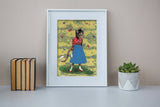Framed Art Print of a Mixed Media Art Piece featuring a dressed up Cat surrounded by Butterflies - Retro Art for Cat Moms - Vintage Cat Art - Butterfly Cat Art Print by Pergamo Paper Goods