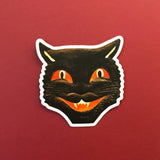 Illustrated Spooky Black Cat Face