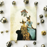 Retro deer illustration, Dressed up deer ladies, lesbian holiday card, deer holiday card