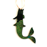 Close Up of Illustrated Cat Mermaid Ornament