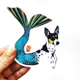 Mermaid Dog Vinyl Sticker - Rat Terrier