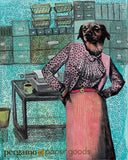Sassy dog mixed media art by Pergamo Paper Goods