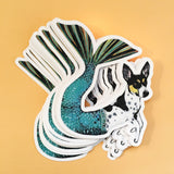 Mermaid Dog Vinyl Sticker - Rat Terrier