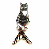 Orange Mermaid Cat Magnet - Weird Cat Mom Gifts and Calico Cat Art by Pergamo Paper Goods