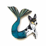 Mermaid Dog Magnet, Rat Terrier Gift, Dog Mermaid Gift, Weird Dog Art, Rat Terrier Memorial Art Fantasy Gift by Pergamo Paper Goods