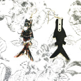Orange Cat Mermaid Earrings, Mermaid Cat Jewelry, Weird Earrings, Kitsch Earrings, Stainless Steel Dangle Earrings, Illustrated Retro Cat Art by Pergamo Paper Goods www.pergamopapergoods.com.