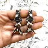 Orange Cat Mermaid Earrings, Mermaid Cat Jewelry, Weird Earrings, Kitsch Earrings, Stainless Steel Dangle Earrings, Illustrated Retro Cat Art by Pergamo Paper Goods www.pergamopapergoods.com.