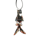 Tabby Cat Mermaid Ornament, Orange Mermaid Christmas Decoration Ornaments, Wood Beachy Weird Gift, Animal Rescue Foster Gifts for Cat Lovers and Wholesale Handmade Ornaments by Pergamo Paper Goods www.pergamopapergoods.com