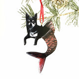 Mermaid Chihuahua Ornament, Beach Christmas Pet Memorial Gift, Wood Illustrated Laser Cut Ornament, Dog Mom Gifts for Dog Lovers, Wholesale Handmade Ornaments by Pergamo Paper Goods www.pergamopapergoods.com.