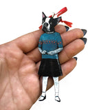 Handmade Boston Terrier Ornament, Wood Illustrated Dog Laser Cut Weird Ornaments, Dog Mom Gift, Memorial Gifts for Dog Lovers, Wholesale Ornaments, Rescue Gifts by Pergamo Paper Goods www.pergamopapergoods.com.